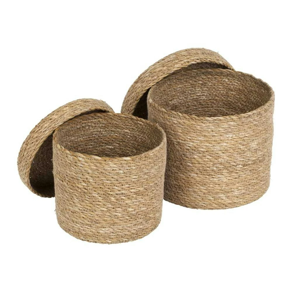 Dixie Seagrass Emil Cylinder Basket With Lid 2 Pack 3 Dixie Seagrass Emil Cylinder Basket With Lid 2 Pack