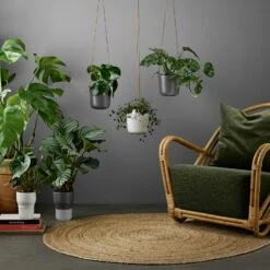 Eva Solo Self Watering Pot With Leather String, Chalk White -Gubi Furni Sales eva solo self watering pot with leather string chalk white 3