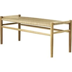 J83B Bench, Natural Lacquered Oak / Seat Natural -Gubi Furni Sales fdb mbler j83b bench 2