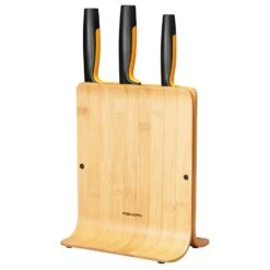 Fiskars Functional Form Knife Block Bamboo + 3 Knives