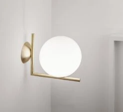 Flos IC Lights C/W2 Ceiling/Wall Lamp, Brass -Gubi Furni Sales flos ic lights ceiling wall 2 2 1