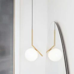 Flos IC Lights S1 Pendant, Brushed Brass -Gubi Furni Sales flos ic lights suspension 1 5
