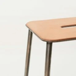 Frama Adam Stool 50 Cm, Oak/Steel -Gubi Furni Sales frama adam bar chair h65cm matte black nature leather 16