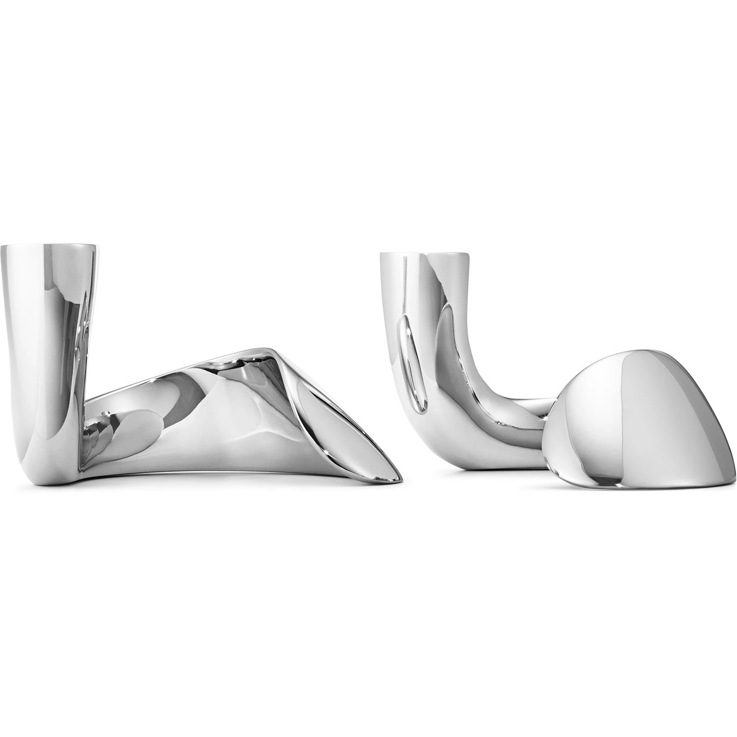 Georg Jensen Bloom Candle Holder Set Of 2, Stainless Steel 4 Georg Jensen Bloom Candle Holder Set Of 2, Stainless Steel - Image 2