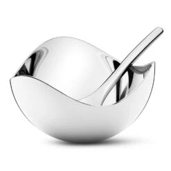 Georg Jensen Bloom Salt Cellar With Spoon