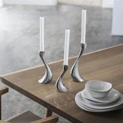 Georg Jensen Cobra Candle Holders, Set 3 Pieces -Gubi Furni Sales georg jensen cobra candle holders set 3 pieces candles not included 1