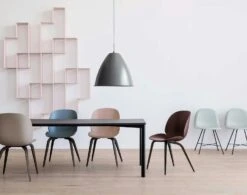 Gubi Beetle Dining Chair Unupholstered, Wood Base Smoked Oak, New Beige -Gubi Furni Sales gubi beetle dining chair unupholstered wood base smoked oak 2