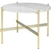Gubi TS Coffee Table 55 Cm, Brass / White Travertine 2 Gubi TS Coffee Table 55 Cm, Brass / White Travertine -Gubi Furni Sales gubi ts coffee table 55 cm brass 2
