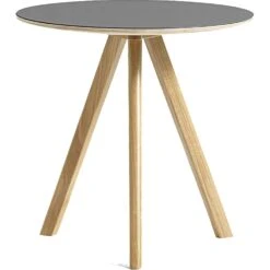 Hay CPH 20 Side Table Ø50x49 Cm, Water Based Lacquered Oak / Grey Linoleum