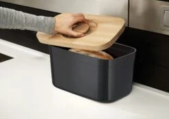 Joseph Joseph Bread Box With Cutting Board, Black -Gubi Furni Sales joseph joseph bread bin with bamboo chopping board 8