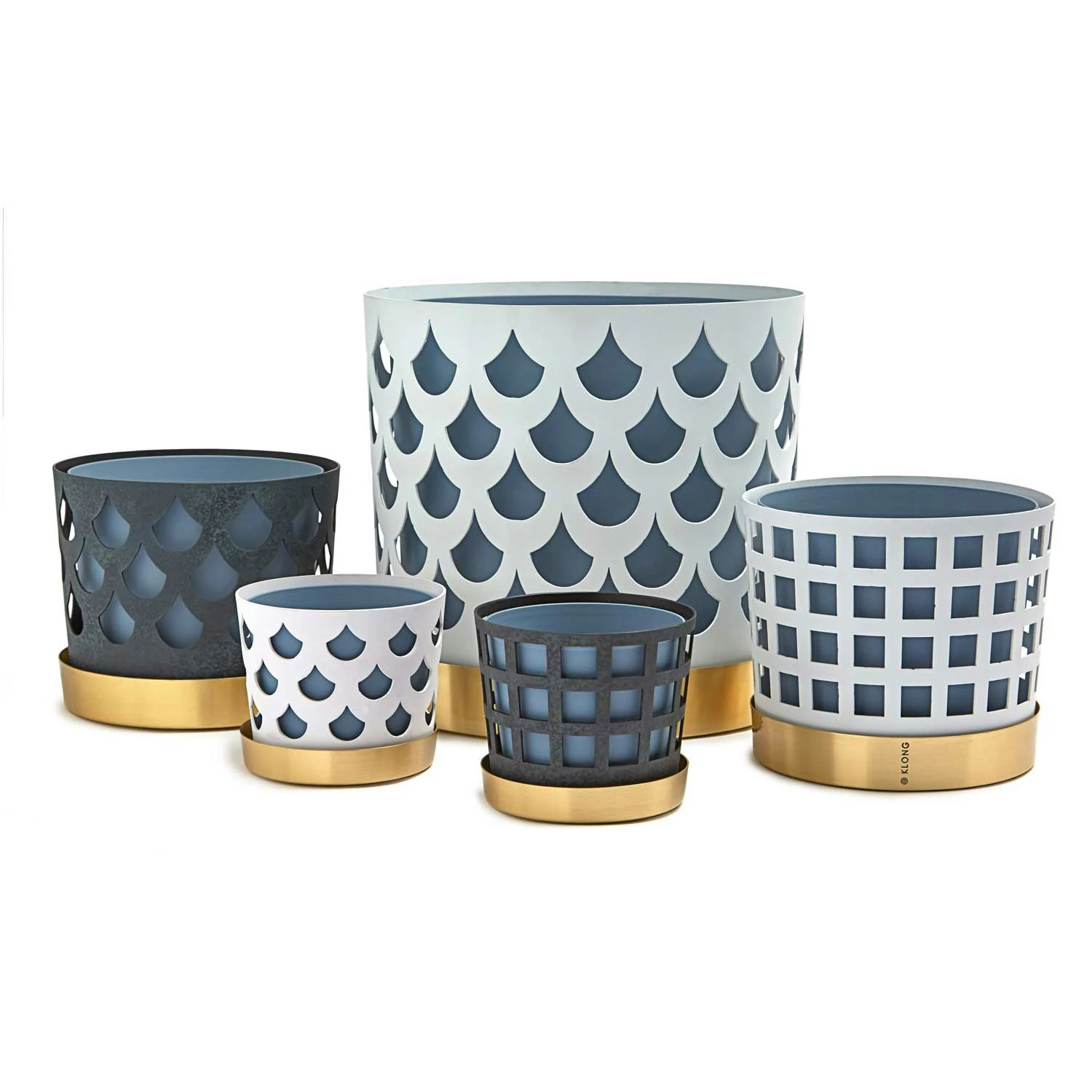 Klong Trio Flowerpot Medium Square, Blue 6 Klong Trio Flowerpot Medium Square, Blue - Image 4