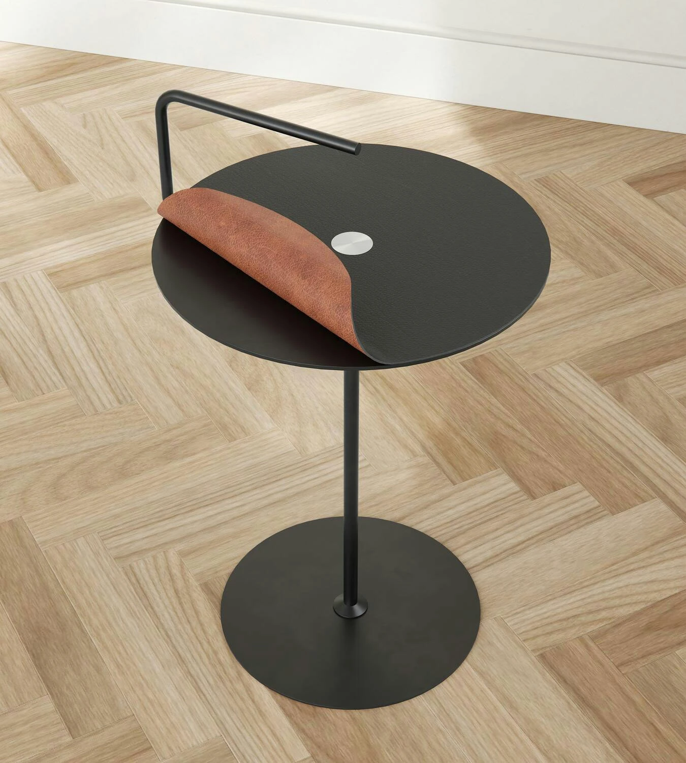 LIND DNA Pick-Up Side Table Jewel D: 38 Cm, Bull Cognac / Black 7 LIND DNA Pick-Up Side Table Jewel D: 38 Cm, Bull Cognac / Black - Image 5