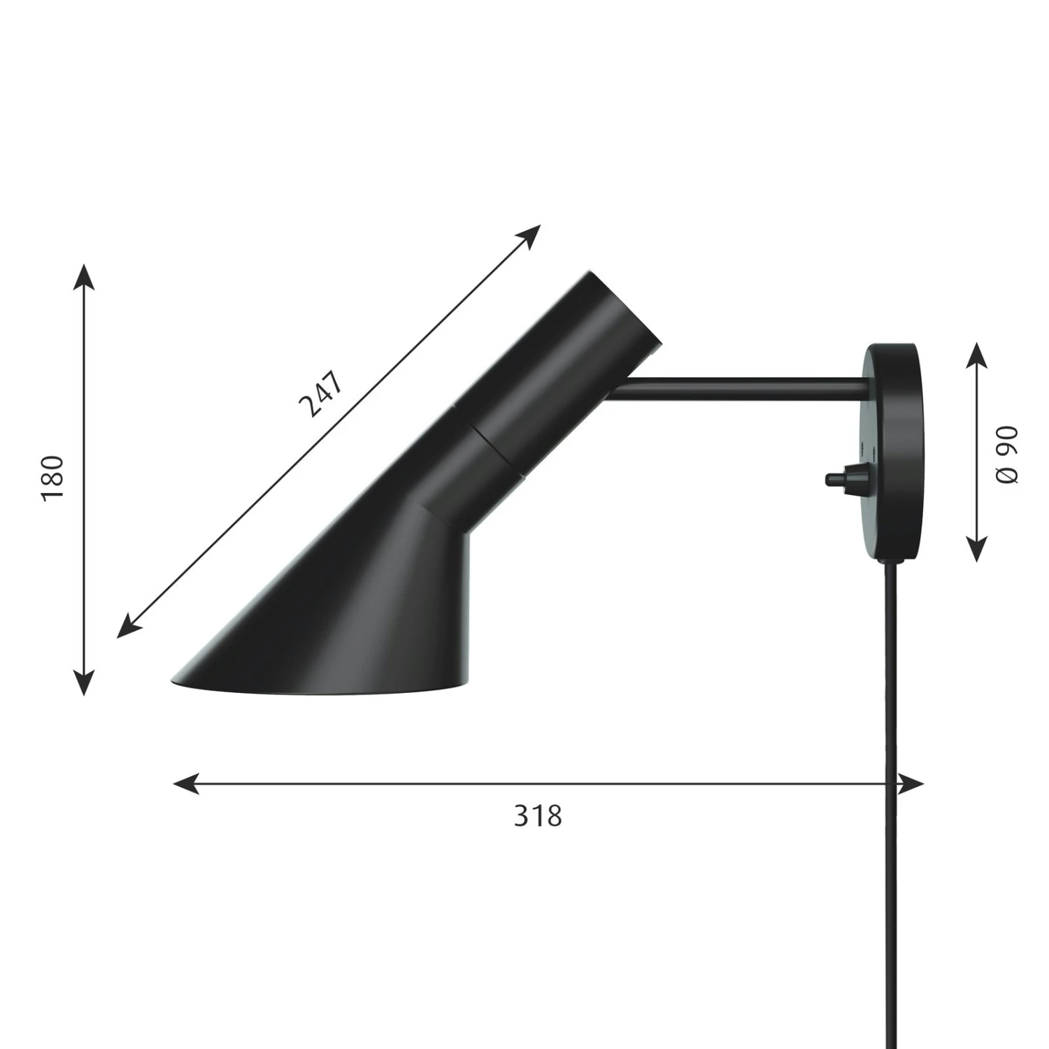 Louis Poulsen AJ Wall Lamp, Black 8 Louis Poulsen AJ Wall Lamp, Black - Image 6