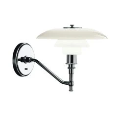 Louis Poulsen PH 3/2 Wall Lamp, Chrome Plated/White Opal Glass