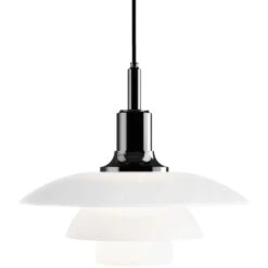 Louis Poulsen PH 3½-3 Pendant, Black Metalized/Opal Glass