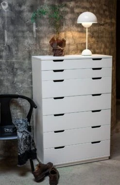 Aoko Chest Of Drawers With 7 Drawers, White 12 Aoko Chest Of Drawers With 7 Drawers, White -Gubi Furni Sales mavis aoko chest of drawers white lacquer 7