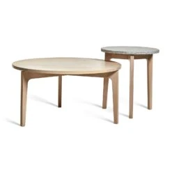 Höllviken Side Table Ø45x50 Cm, White Pigmented Oak/Limestone -Gubi Furni Sales mavis hollviken side table 45 cm limestone top 6