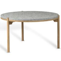 Dondo Coffee Table Ø80 Cm, Oak / Planed Limestone