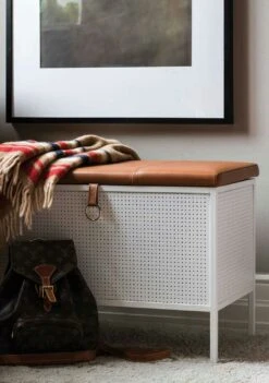 Maze Frank Storage Bench, White/Brown -Gubi Furni Sales maze frank storage bench 2 1