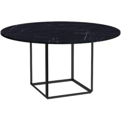 New Works Florence Dining Table 145 Cm, Black Marble / Black
