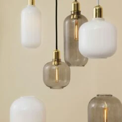 Normann Copenhagen Amp Pendant Large, Smoke/Brass 11 Normann Copenhagen Amp Pendant Large, Smoke/Brass -Gubi Furni Sales normann copenhagen amp lamp large 2 1