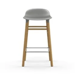 Normann Copenhagen Form Bar Stool Oak Base, 65cm, Grey