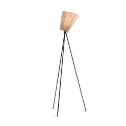 Northern Oslo Wood Floor Lamp, Black/Beige
