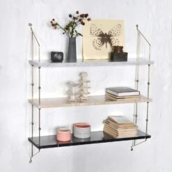 OX Denmarq Morse Shelf, White/Brass -Gubi Furni Sales ox denmarq morse shelf brass 1