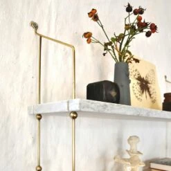 OX Denmarq Morse Shelf, White/Brass -Gubi Furni Sales ox denmarq morse shelf brass 2