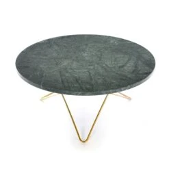 OX Denmarq O Coffee Table Ø80 Cm, Brass Frame/Green Marble