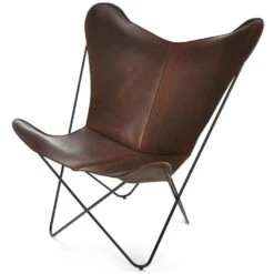 OX Denmarq Papillon Bat Chair, Black Chassis, Leather Mocca