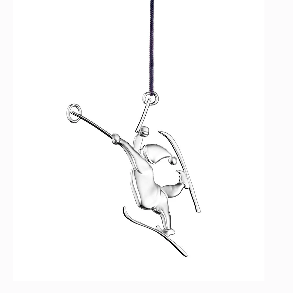 Santa On Skis, Silver-plated 3 Santa On Skis, Silver-plated