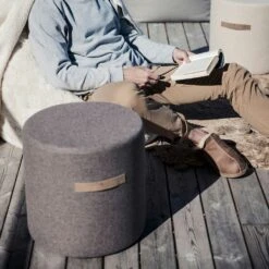 Shepherd Sara Round Wool Pouf 40x40 Cm, Black -Gubi Furni Sales shepherd sara round wool pouf 40x40 cm 1