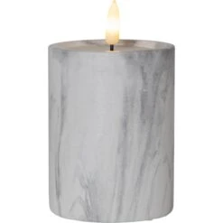 Star Trading Flamme LED Pillar Candle Marble, 12,5 Cm