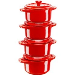 Staub Pot Set Mini Ø10 4-pack, Cherry Red