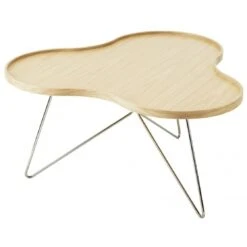 Swedese Flower Mono Table 90 Cm, Lacquered Oak Veneer Chrome