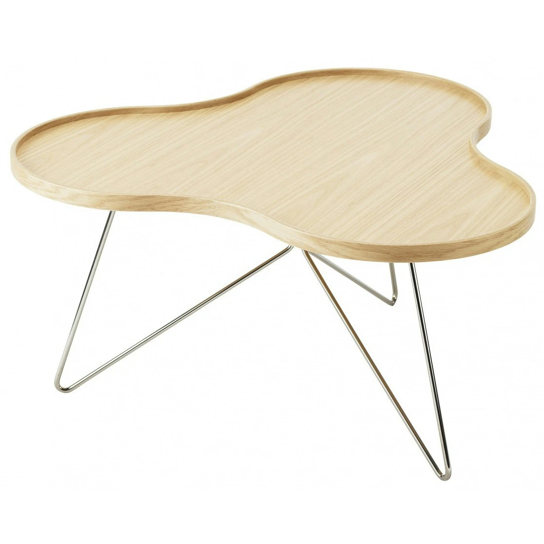 Swedese Flower Mono Table 90 Cm, Lacquered Oak Veneer Chrome 3 Swedese Flower Mono Table 90 Cm, Lacquered Oak Veneer Chrome