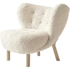 &Tradition Lilla Petra Lounge Chair Vb1, White Oiled Oak / Sheepskin Moonlight