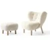 &Tradition Little Petra VB1, Lounge Chair Set, White Oiled Oak / Sheepskin Moonlight