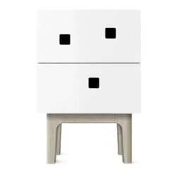 Peep S1 Bedside Table, Angel White / White Oak